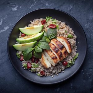 BBQ Chicken Bowl with Blue Pea Rice